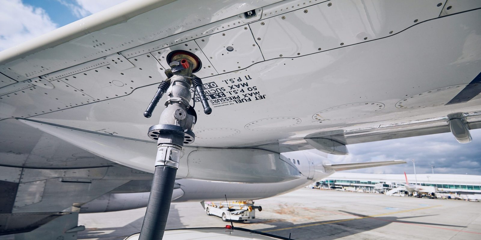 plane filling up with fuel.