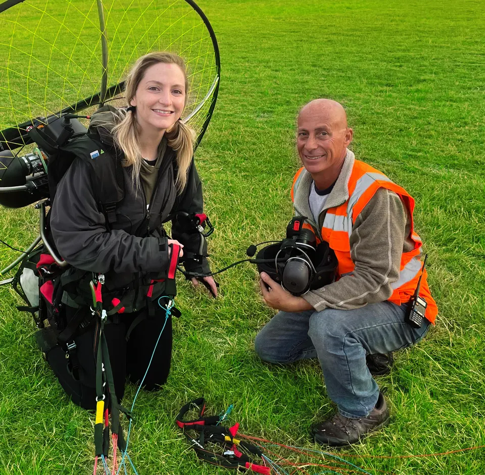 Paramotor instructor and student.