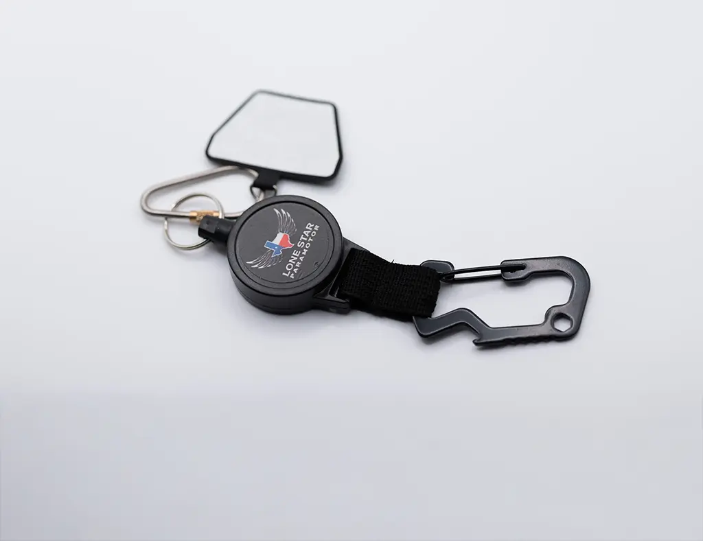 Lone Star Paramotor branded tether keychain accessory.