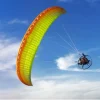 Aerial image of a paramotor pilot flying with MAC Para Muse 5 Hybrid EN-A wings.