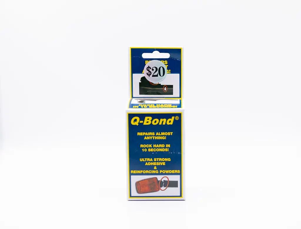 Q-Bond brand bonding adhesive for fast repairs.