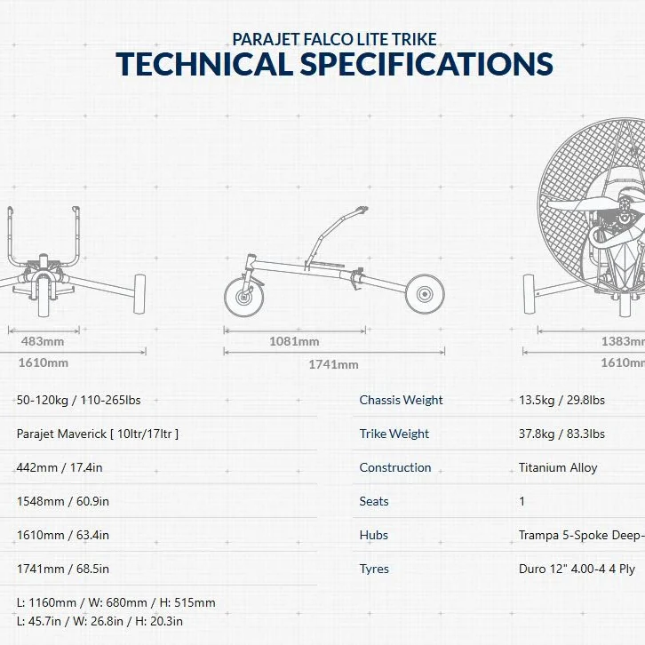 Parajet Falco Lite Trike technical specification